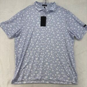 Bad Birdie Mens 2XL Floral Golf Polo Shirt Purple White SS25FI-BBP001-165 NEW